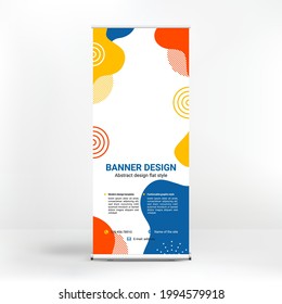 Roll-up banner design, creative background of graphic shapes, modern design for outdoor advertising