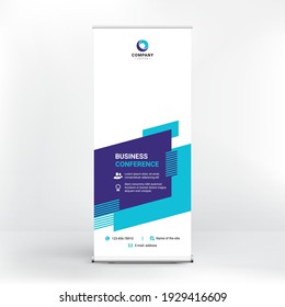 Roll-up banner design, creative geometric background for photo and text, modern style