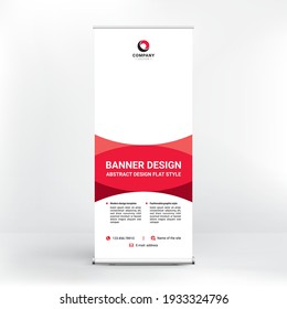 Roll-up banner design, creative stand for conferences, advertising of goods and services, modern flat style, banner for seminars.