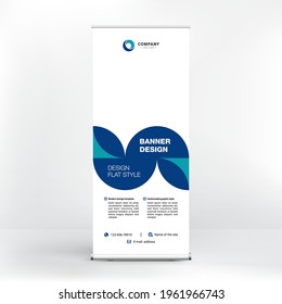 Roll-up banner design, creative stand for conferences, advertising of goods and services, modern flat style, banner for seminars.