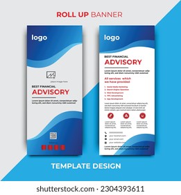 Roll-Up Banner Design with cyan and red Gradient color template