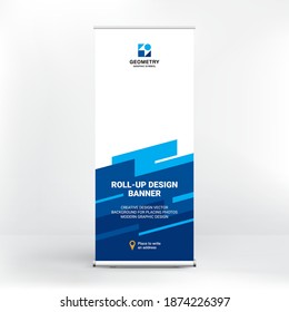 Roll-up banner design, exhibition stand, template for conferences, seminars