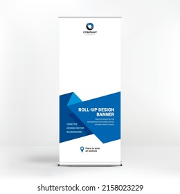 Roll-up banner design, geometric backgrounds for advertising, stand template for exhibitions, seminars, conferences, background vector