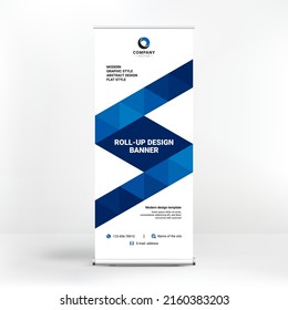 Roll-up banner design, geometric backgrounds for advertising, stand template for exhibitions, seminars, conferences, background vector