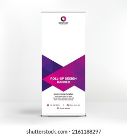 Roll-up banner design, geometric backgrounds for advertising, stand template for exhibitions, seminars, conferences, background vector