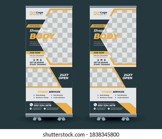 Rollup Banner Design for gym, fitness club, healthcare,Modern fitness & gym rollup template,Fitness Gym Rollup Banner Template,gym and fitness banner promotion ad template,Fitness Club Competition Rol