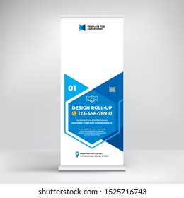 Roll-up banner design, layout for advertising, conferences, seminars, poster template for placing photos and text. Creative background for presentation