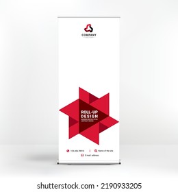 Roll-up banner design, layout for advertising, photo, template for design