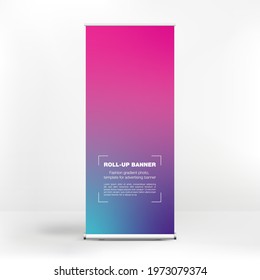 Roll-up banner design, liquid gradient background, advertising banner