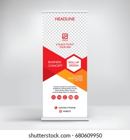 Roll-up banner design, modern abstract graphic style.