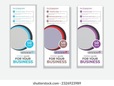Rollup banner design print template with modern publication and abstract background minimal shapes.
