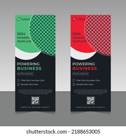 Roll-up banner design, Professional modern business concept. Standee display banner template for a seminar, Graphic corporate stand conference banner design.