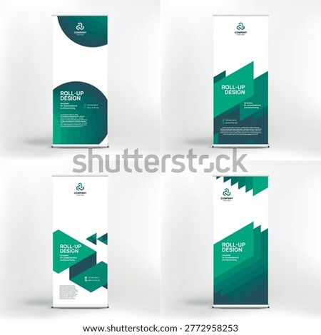 Roll-up banner design, set of 4, creative flat design for advertising and product presentations