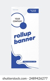 Rollup banner design with simple shapes for minimalistic company promotion