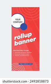 Rollup banner design with simple shapes for minimalistic company promotion