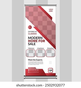 Rollup banner design with simple shapes for minimalistic company promotion
