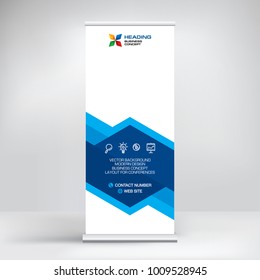 Roll-up banner design, stand for conferences, presentations, promotions and events, modern abstract graphic style