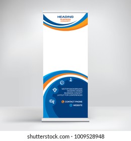 Roll-up banner design, stand for conferences, presentations, promotions and events, modern abstract graphic style