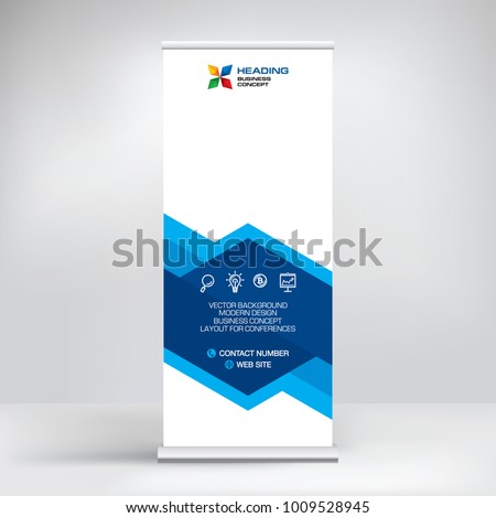 Roll-up banner design, stand for conferences, presentations, promotions and events, modern abstract graphic style