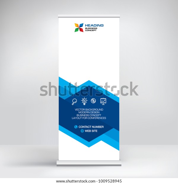 Roll-up banner
design, stand for conferences, presentations, promotions and
events, modern abstract graphic
style