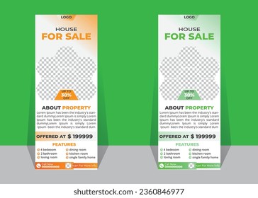 rollup Banner Design-Vorlage für Immobilien-Business.Dieses Design von adobe illustretor.this designt goldene Farbe 1. Version und 2. Version Kombination.Dies ist komfortable kreative Design.Ich hoffe, Sie haben