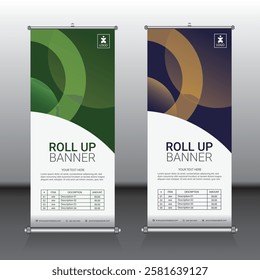 Roll-Up Banner Design Template - Modern X-Banner and Flag-Banner Vector