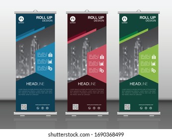 Roll-up banner design vertical template, vector illustration, 
abstract background, modern publication x-banner layout