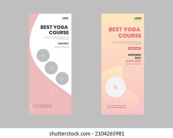 Rollup Banner Design For The Yoga, Beautiful Woman Pilates Instructor Roll Up Banner, Modern Design Vector Banners For Social Networks With Floating Triangles Banner