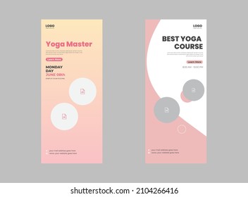 Rollup Banner Design For The Yoga, Beautiful Woman Pilates Instructor Roll Up Banner, Modern Design Vector Banners For Social Networks With Floating Triangles Banner