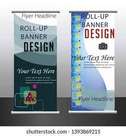 The roll-up banner design,business concept Graphic template roll-up for exhibitions,banner for advertising information,photo,text business concept stand for conference seminar, promo banner 