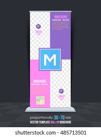 Roll-Up Banner Letter M Concept Business Template, Vertical Advertising Design