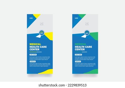 Rollup Banner Medical healthcare cover template hospital brochure background clinic Rollup corporate poster template