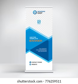 The roll-up banner, modern abstract design for advertising information, photo, text, business concept stand for conference, seminar, stylish background vector