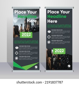 Roll-up banner, stand vector.Graphic template for posting photos and text decoration of exhibitions, conferences, seminars, advertising, business concept.