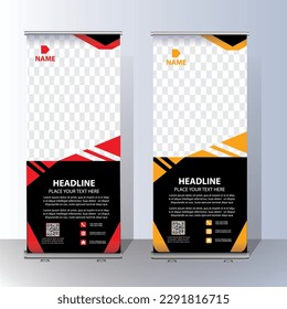 paquete de plantillas de banner de acumulación. 3d, publicidad, fondo,promoción de negocios diseño vectorial estándar Disposición de pancartas Roll up plantilla de diseño, Diseño de banners para empresas. Juego de Acumulación de Negocios. Diseño estándar