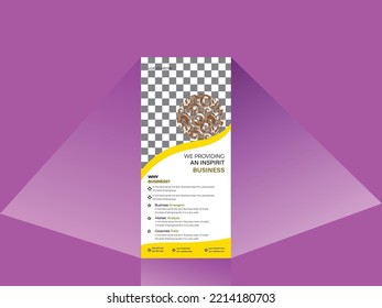 Rollup banner template clean and clear design text editable white background corporate business template