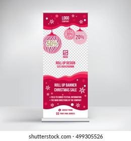 Roll-up banner template design for new year seasonal discounts