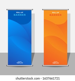 roll-up banner template. layout design for events, marketing, advertising. vertical information board, abstract background. vector illustration.