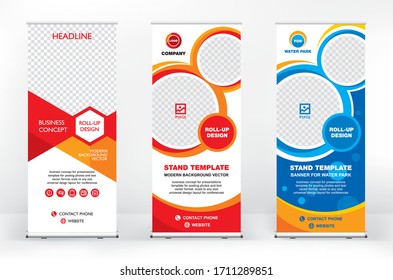 Roll-up banner template, a set of modern portable stands roll-up for advertising, banner for presentations, conferences, exhibitions, mobile banner for product promotion and advertising