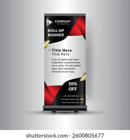 Roll-Up Banner Template with Title and Content Sections for Advertisement