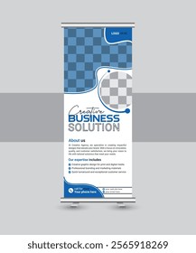 Roll-up banner vector eps template design, banner for seminar. Universal stand for conference, Business promotions x stand banner design, modern layout ready to print.