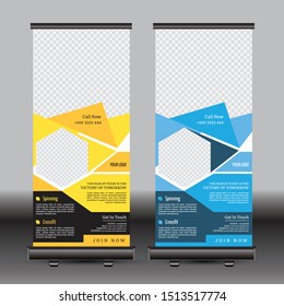 roll-up banner with Vector. Template for business and advertising, a sample for the gym.