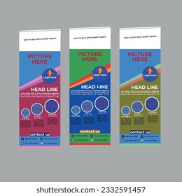 Rollup banner for your business with blue and pink color.