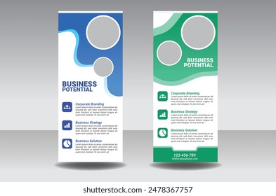 Roll-up banners, business vertical roll-up banner template