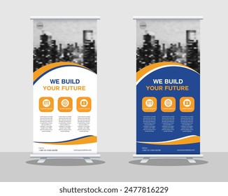 Roll-up-Banner, Corporate Sound Roll-up-Banner, Business Roll-up-Banner.  Moderner Banner. Vektorgrafik Vorlage