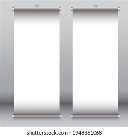 Rollup banners stand. Blank template mockups. stand roll-up banners,  Vertical empty white roll up for print.