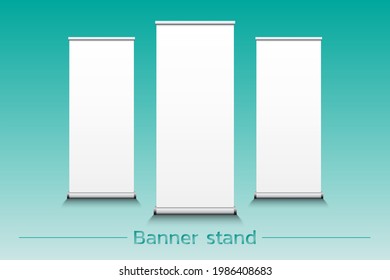 Banderas de apoyo. Modelaciones de plantilla en blanco. Banners de resumen de stand-up de exposición, plantilla de pancarta, presentación, vector, ilustración