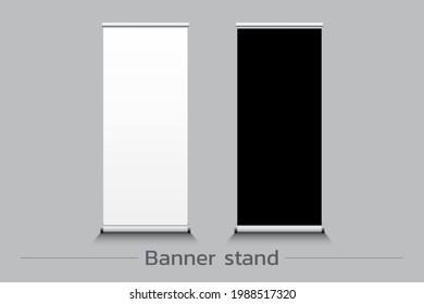 Rollup banners stand. Blank template mockups. Exhibition stand roll-up banners, Banner template, presentation, Vector, illustration