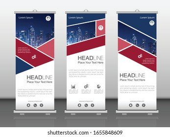 Roll-up brochure flyer banner design vertical template vector, abstract background, modern publication x-banner and flag-banner, layout in rectangle size