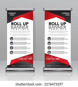 Roll-up brochure flyer banner design vertical template vector, abstract geometric background, modern x-banner and flag-banner, Clean rectangle size.